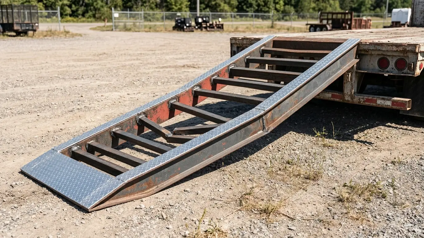 After: Loading ramp | Music City Welding After: a loading ramp with a straightened ramp with new cross members and fresh diamond plate
