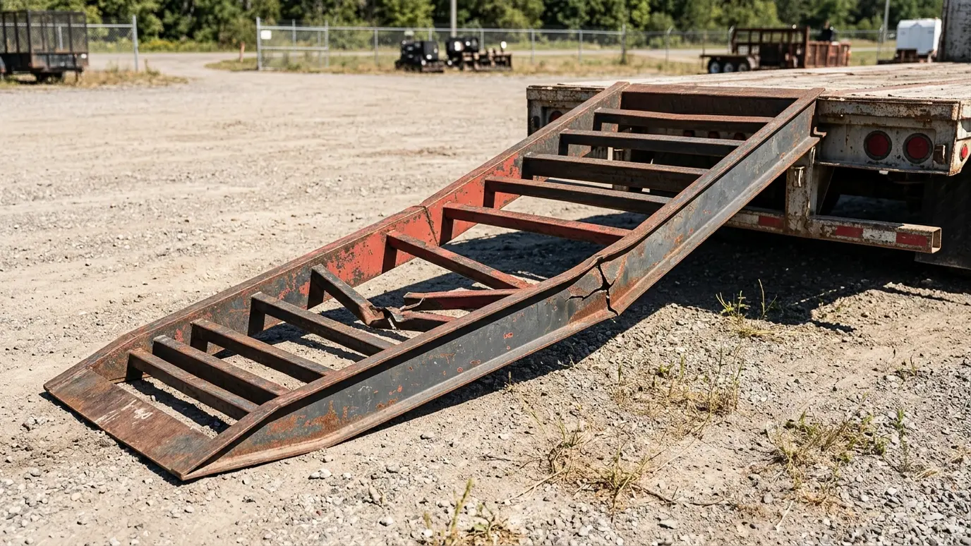 Before: a loading ramp with a bent, weak ramp